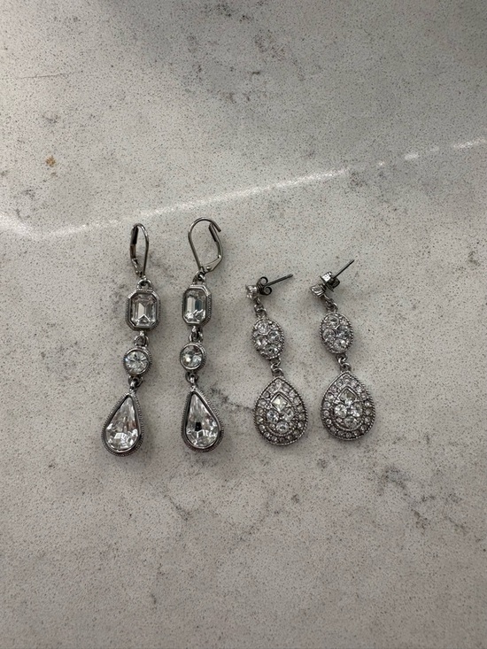 Givenchy Jewelry - Givenchy Set of 2 Silver-Tone Crystal Teardrop Drop Earrings